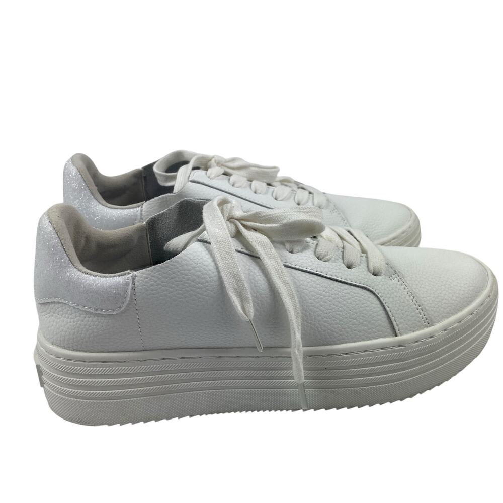 Joy Performance White Leather Chunky Platform Sneakers Women's Size 7.5W